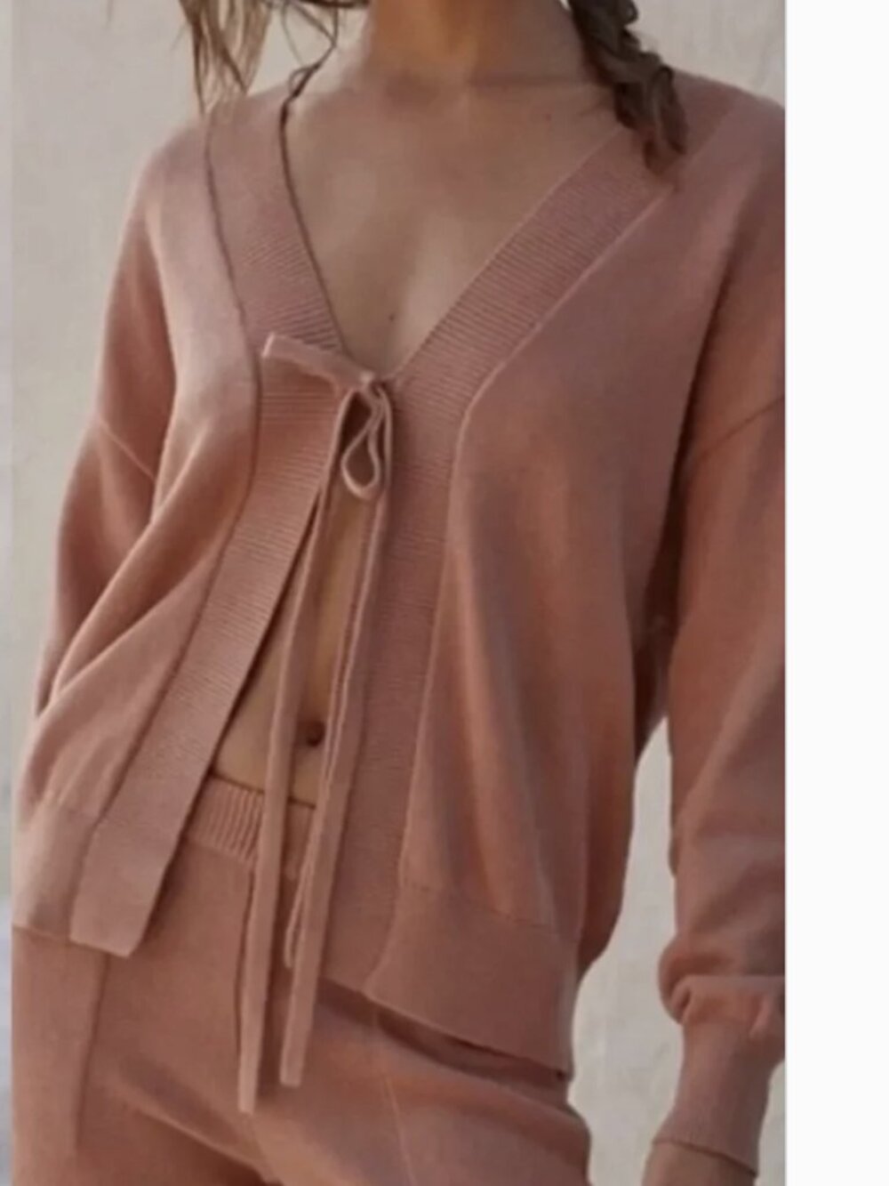 Free People FP Beach Solar Sweater Cardigan Tie Front Cotton Terracotta Sz XS